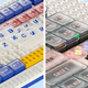 The MelGeek Pixel keyboard showing removable keycaps and stud-covered LED indicators.
